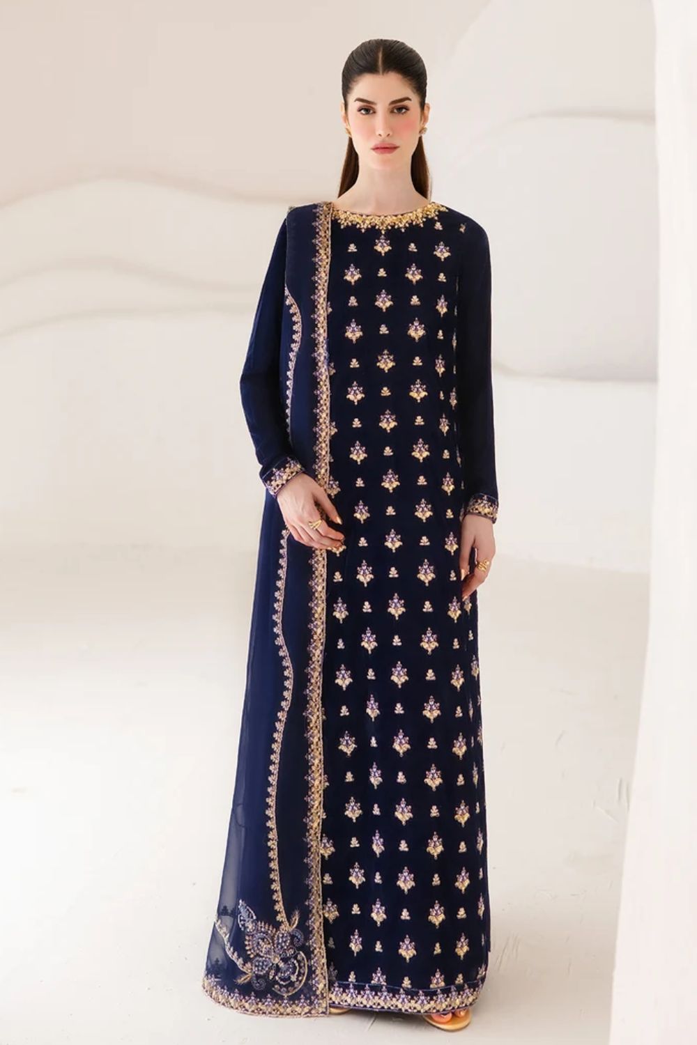 Emaan Adeel The Velvet Affair 3 Piece Unstitched Embroidered Velvet Suit ESMERAY
