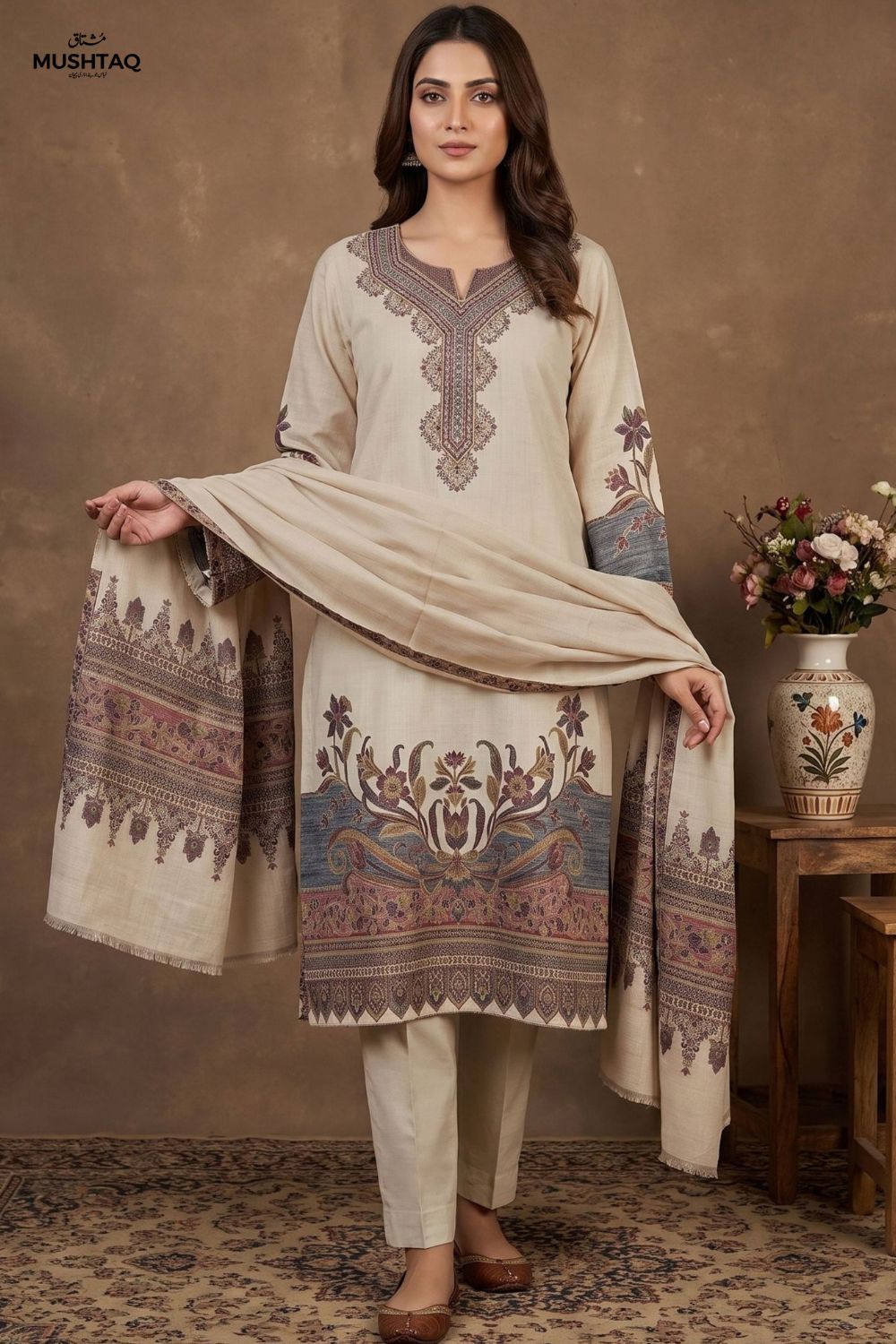 Ammar 3Pcs Unstitched Kaani Wool Jacquard Shirt Desgin - 6