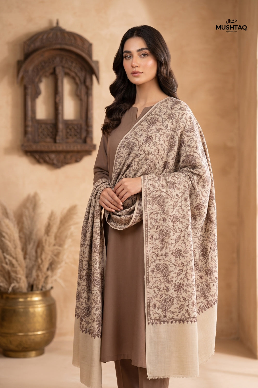 Winter Pashmina Embroidery Shawl Desgin - 6