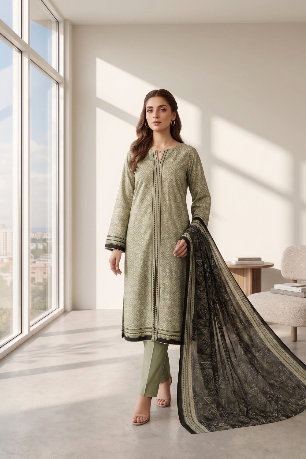 Mushtaq 3Pcs Unstitched Printed Lawn Suit Ayzel Collection Desgin - 4
