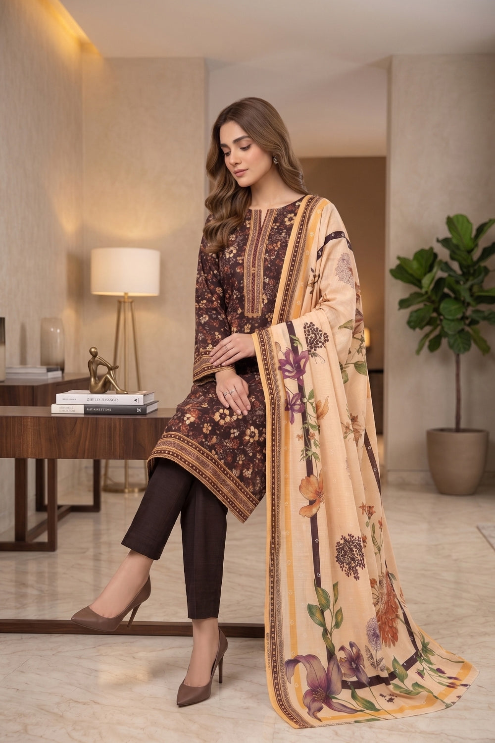 Mushtaq 3Pcs Unstitched Printed Khaddar Zarposh Collection Desgin - 4