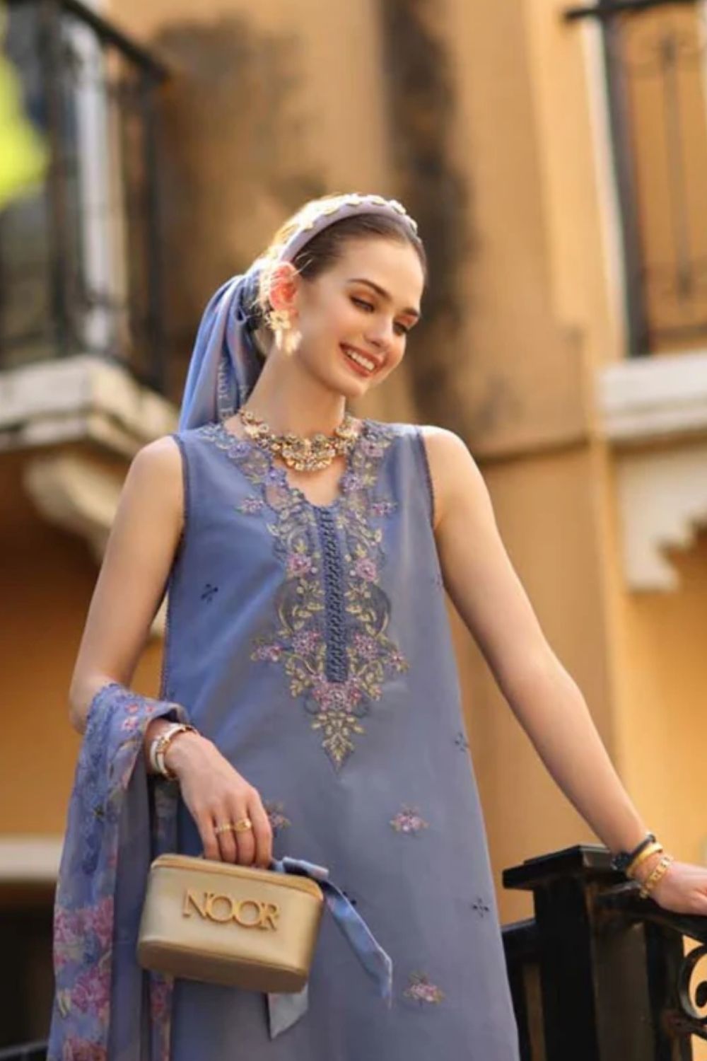 Noor By Saadia Asad Embroidered Lawn Suits Unstitched 3 Piece Luxury Collection D3 - B - Stormy Lilac