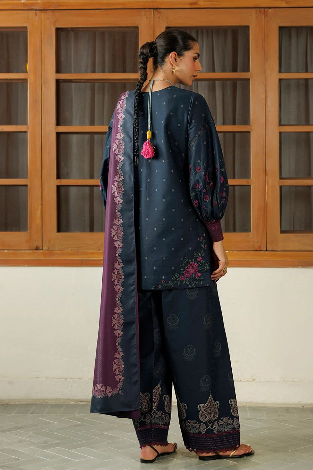 Iznik 3Pc Unstitched Embroidered Printed Viscose Linen Suit IPF-26