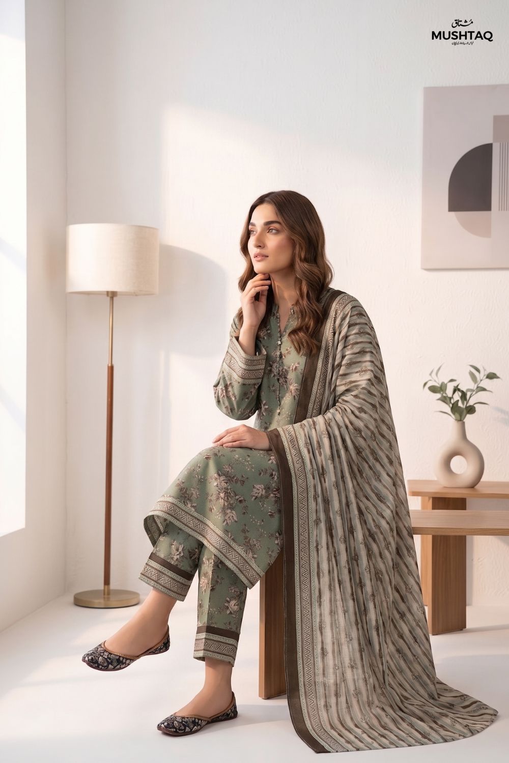 Mushtaq 3Pcs Unstitched Printed Lawn Suit Minaal Collection Desgin - 6