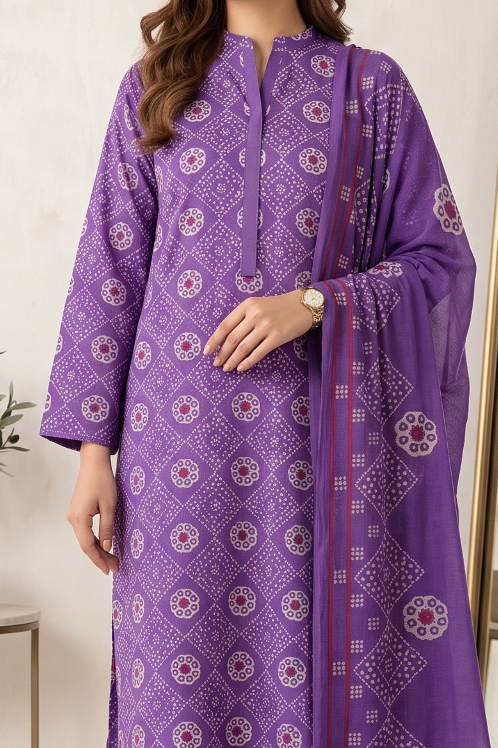Mushtaq 3Pcs Unstitched Printed Lawn Suit Shanoor Collection Desgin - 4