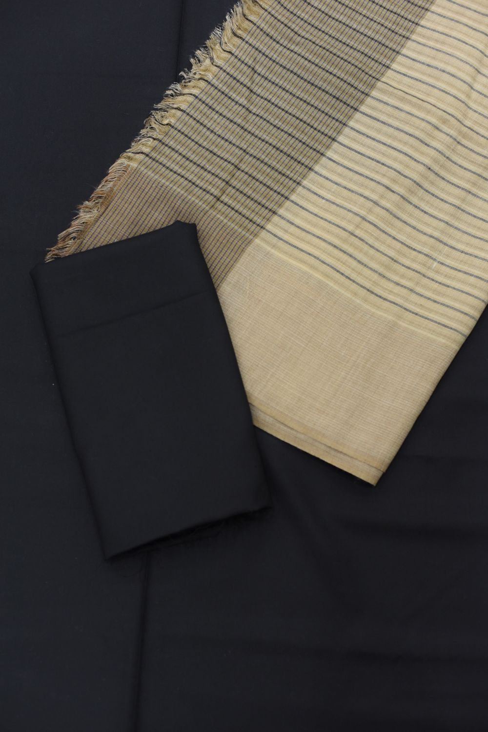 3Pcs Plain Suits with Shawl Design - 2