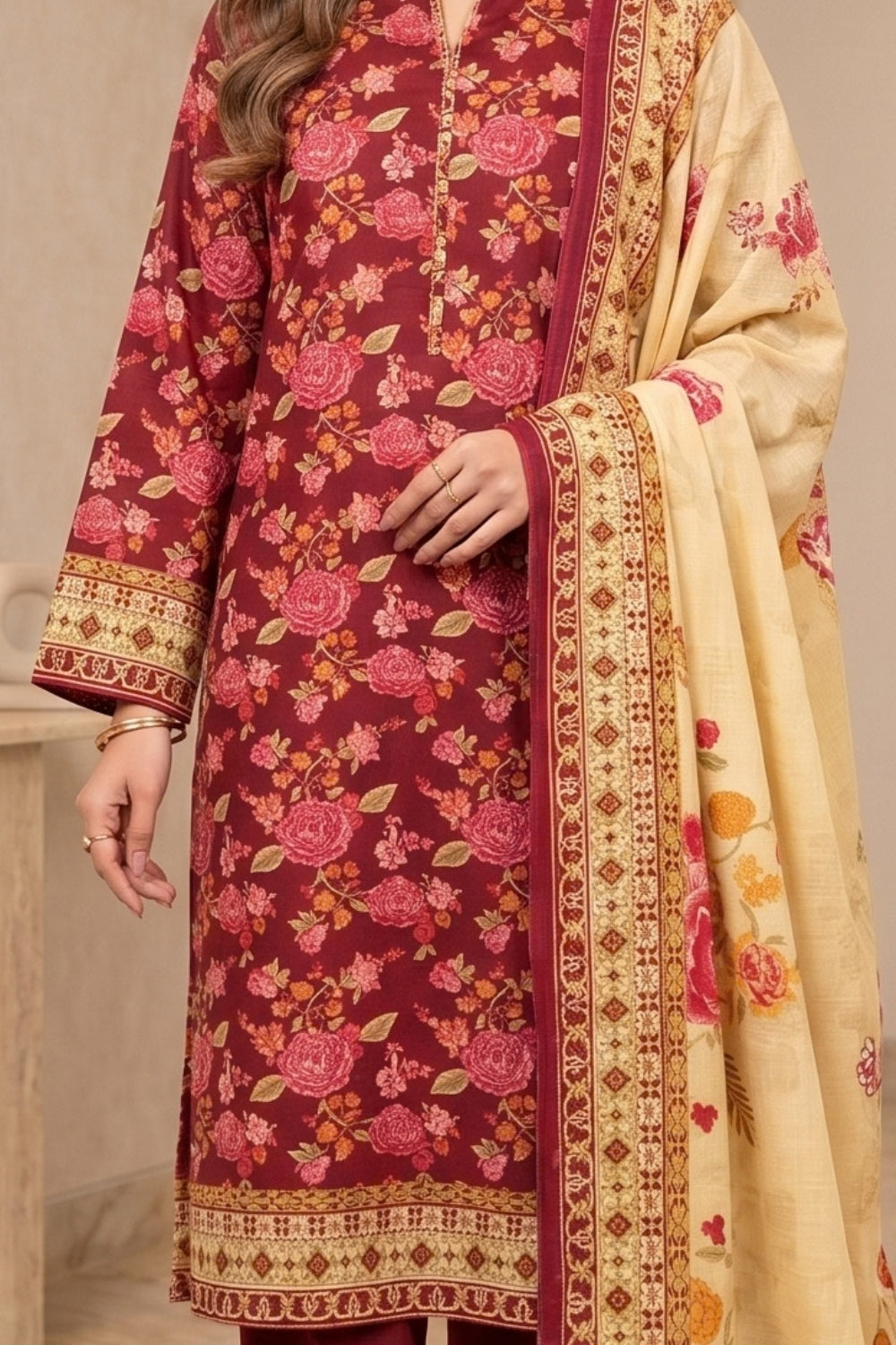Mushtaq 3Pcs Unstitched Printed Khaddar Zariya Collection Desgin - 4