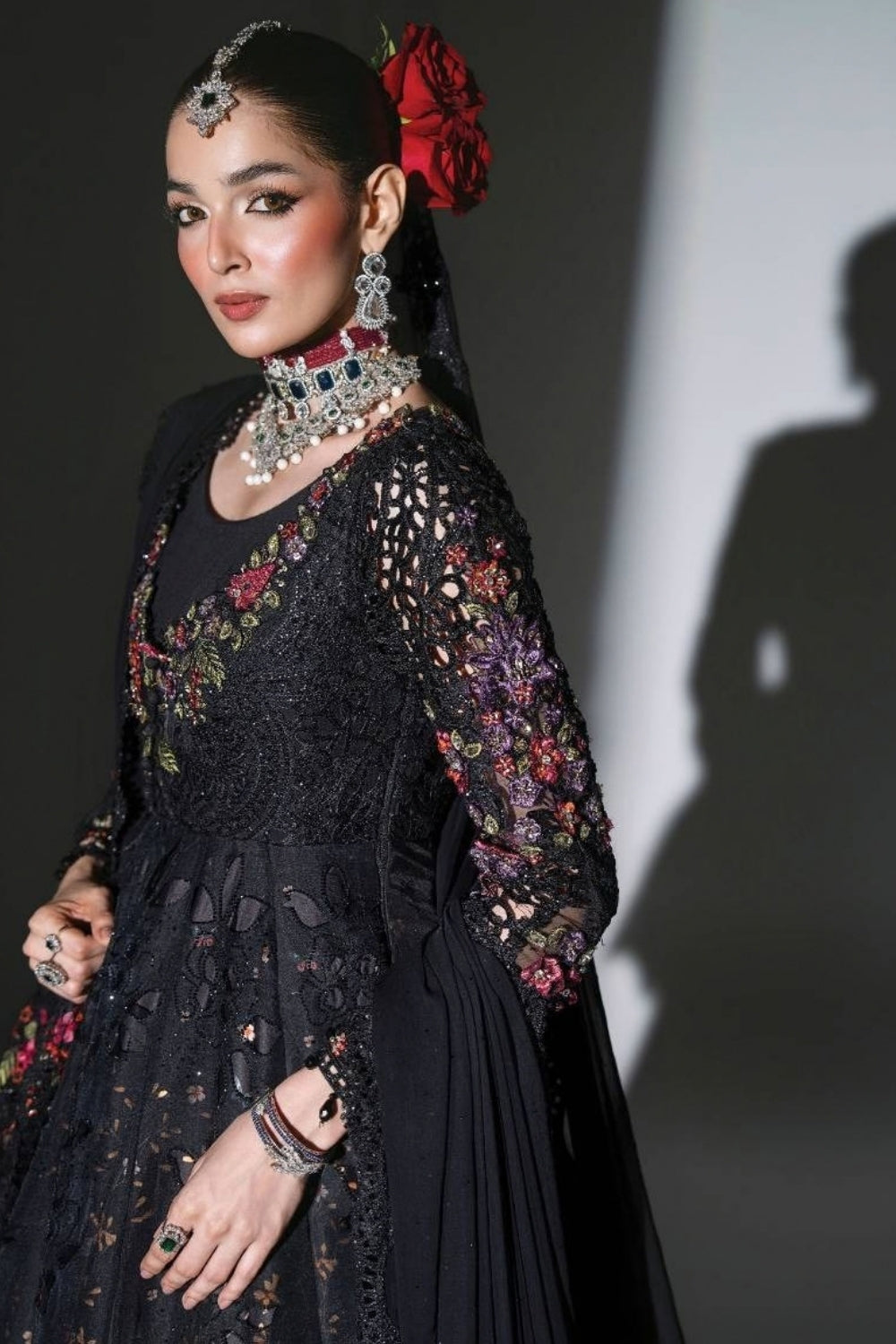 Maria B Mbroidered Unstitched Wedding Edition 3 Piece Unstitched Embroidered Organza Suit Obsidian Garden