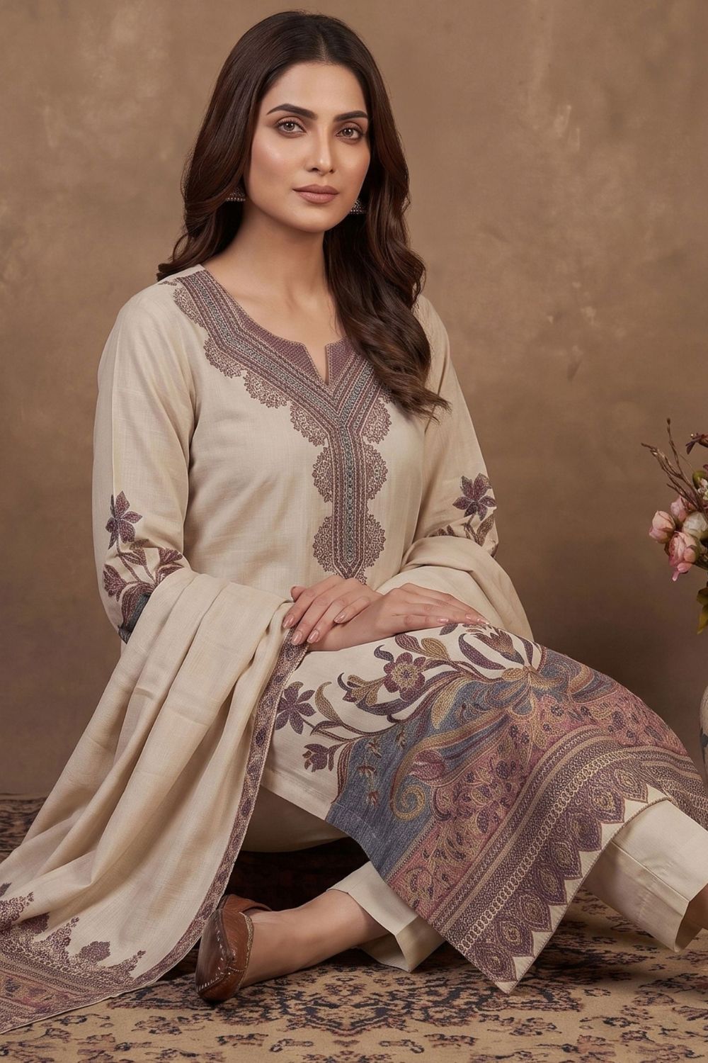 Ammar 3Pcs Unstitched Kaani Wool Jacquard Shirt Desgin - 6