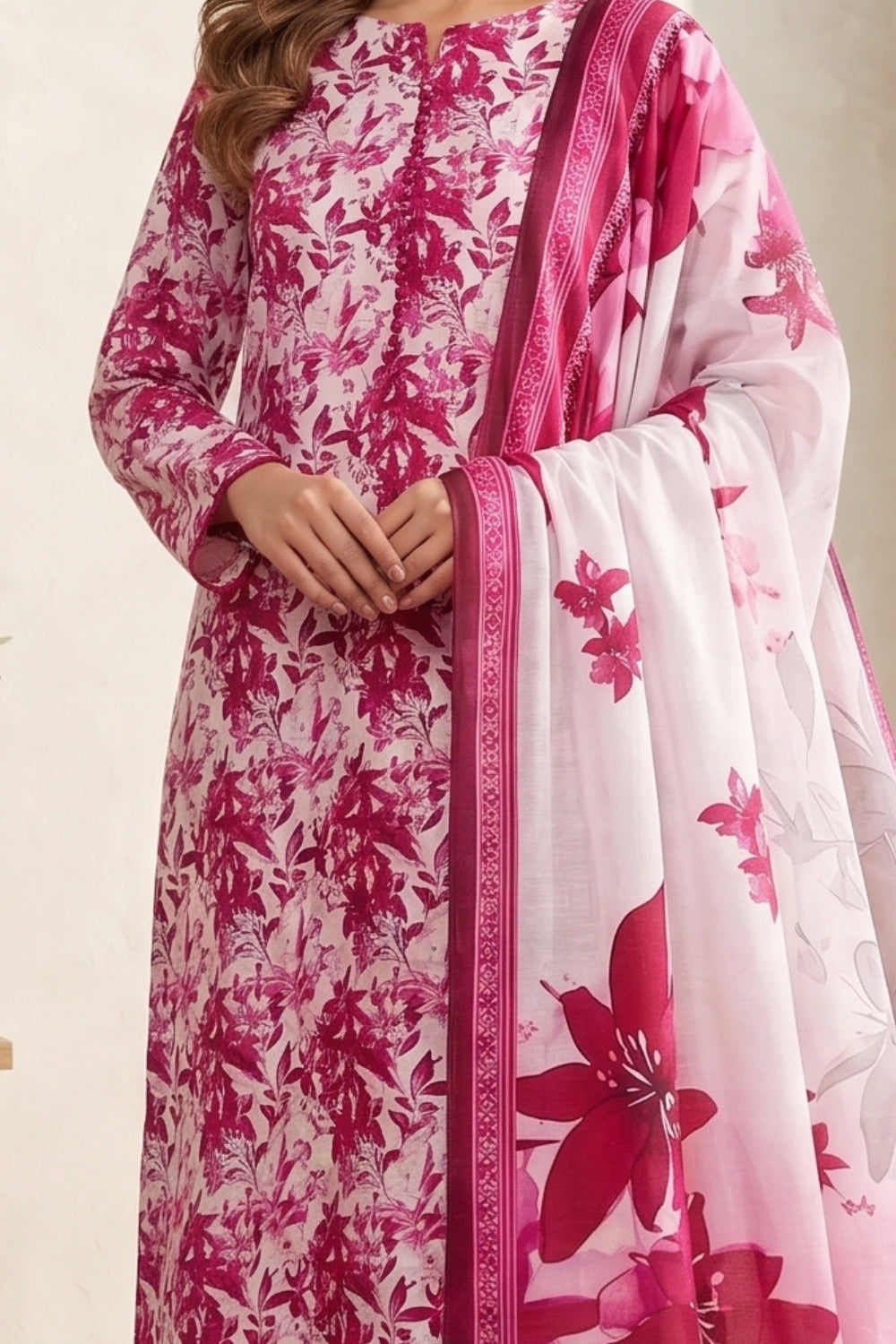 Mushtaq 3Pcs Unstitched Printed Lawn Suit Rooh Posh Collection Desgin - 4