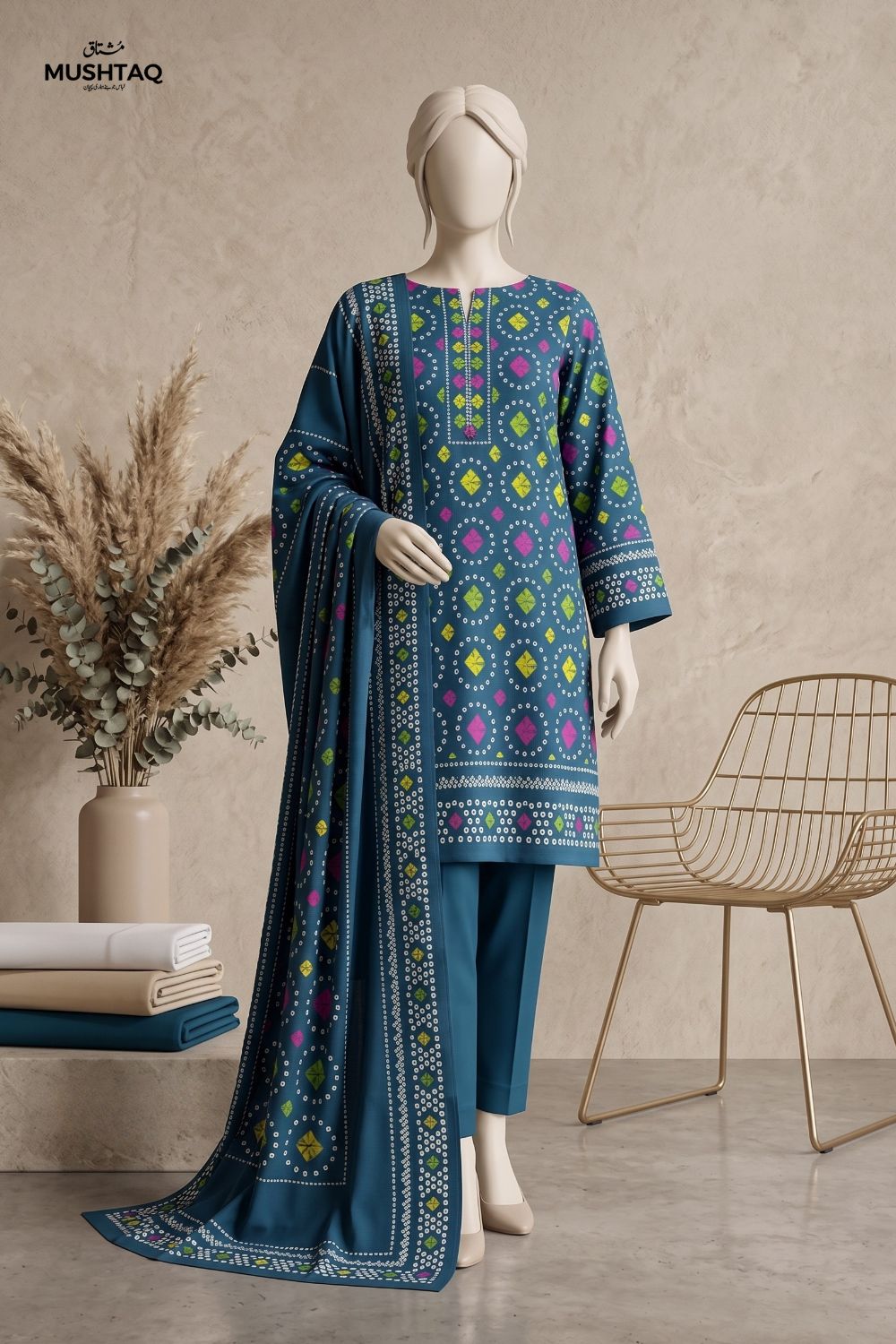 Mushtaq Rawaa Collection 3Pcs Unstitched Printed Lawn Desgin - 7
