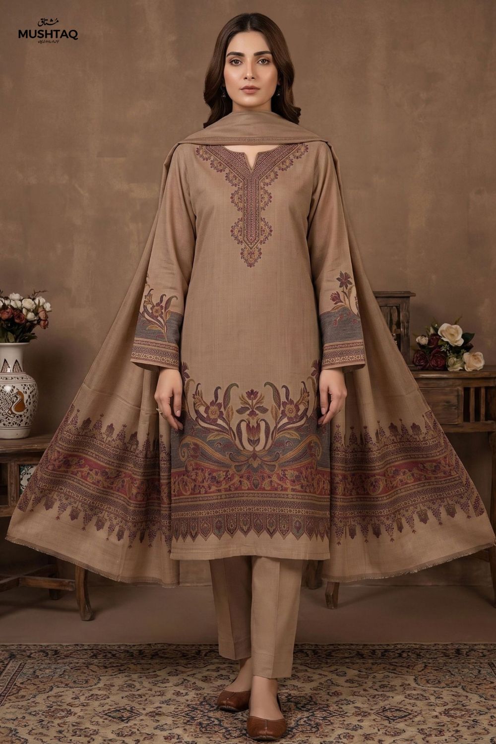 Ammar 3Pcs Unstitched Kaani Wool Jacquard Shirt Desgin - 7