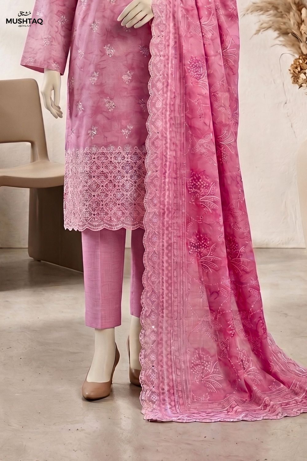 Mushtaq Dastaan Collection 3Pcs Unstitched Embroidered Lawn Desgin - 7