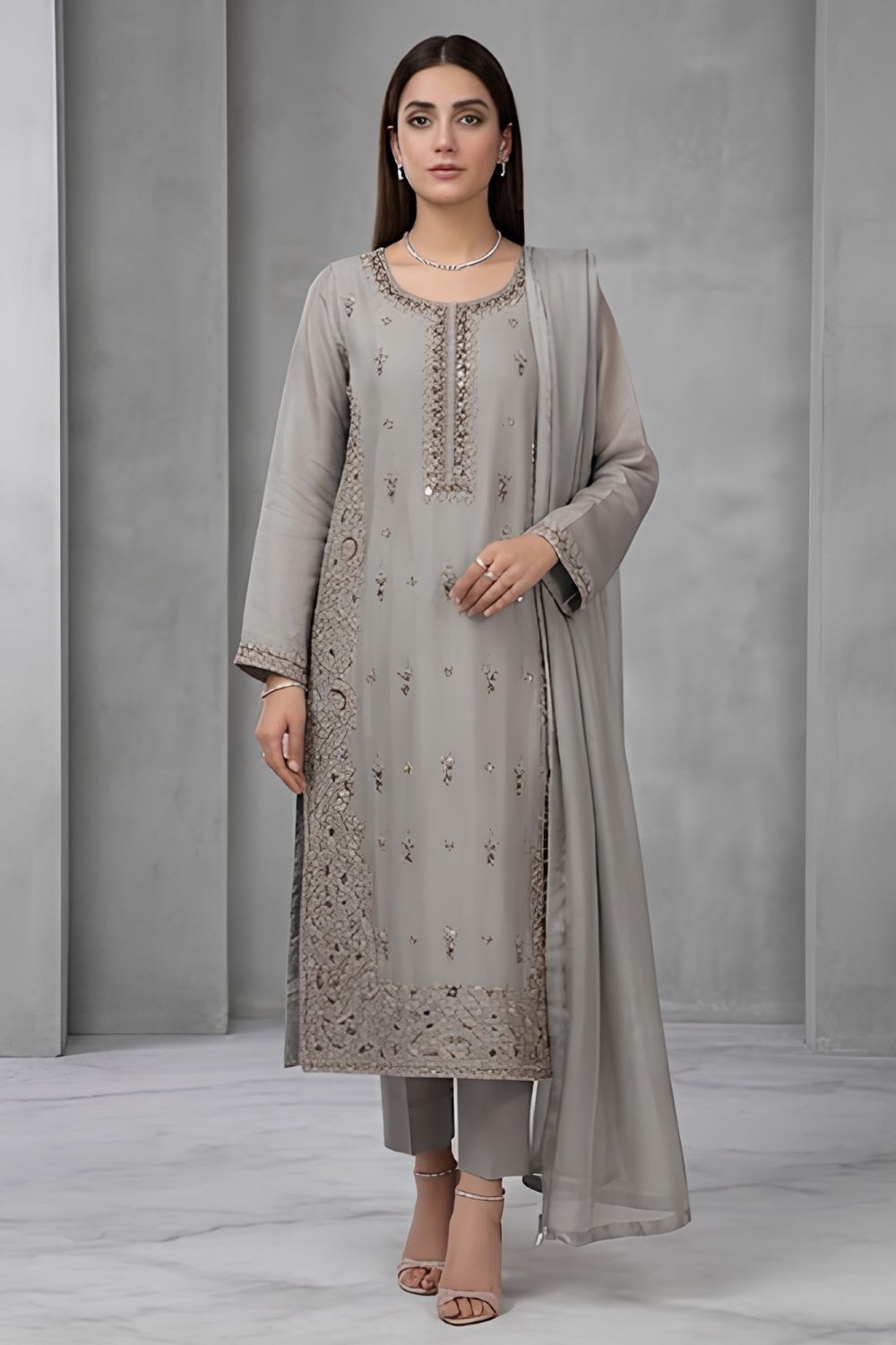 AEN-03 Party Wear by MCS Unstitched Handmade Sheesha Silk Shirt