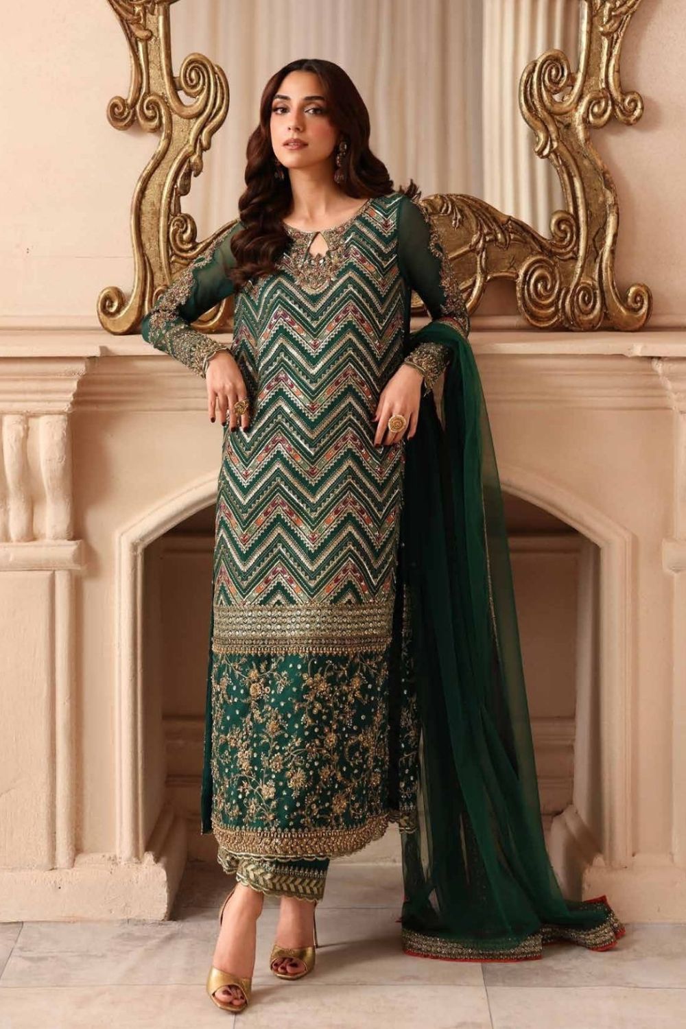 Charizma Dastan-e-Jashan 3 Piece Unstitched Embroidered Luxury Chiffon Suit DJW6-07