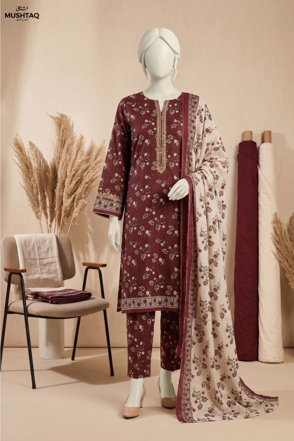 Mushtaq Mahrosh Collection 3Pcs Unstitched Printed Lawn Desgin - 5