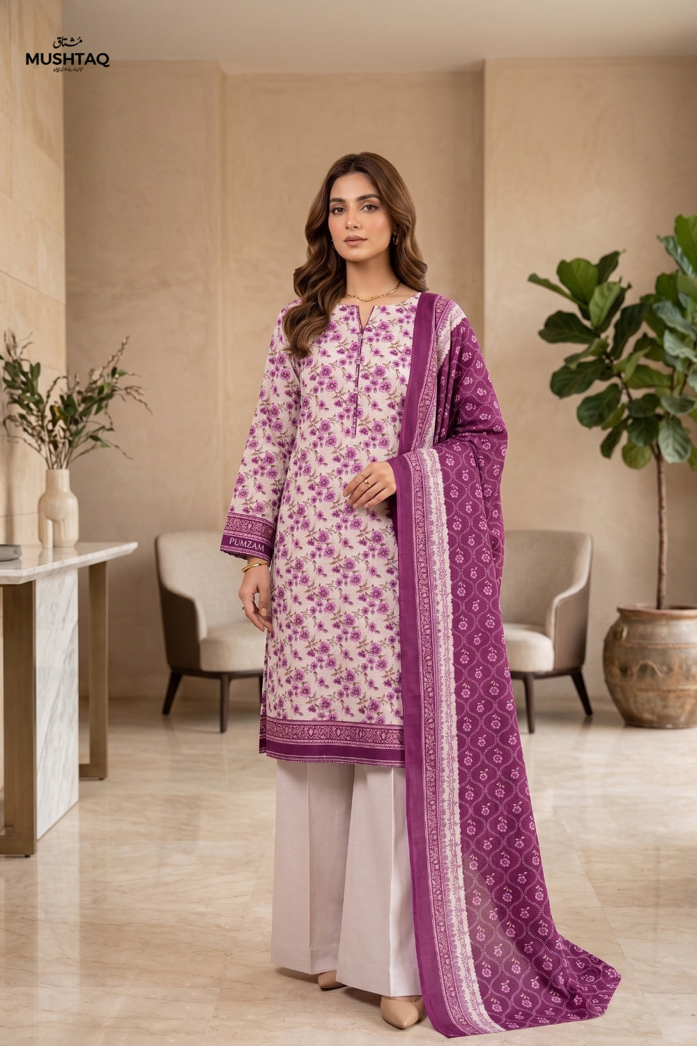 Mushtaq 3Pcs Unstitched Printed Khaddar Zarposh Collection Desgin - 5