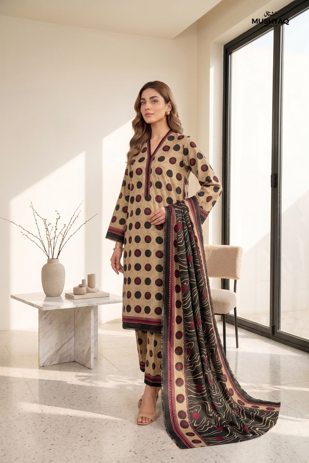 Mushtaq 3Pcs Unstitched Printed Lawn Suit Ayzel Collection Desgin - 5