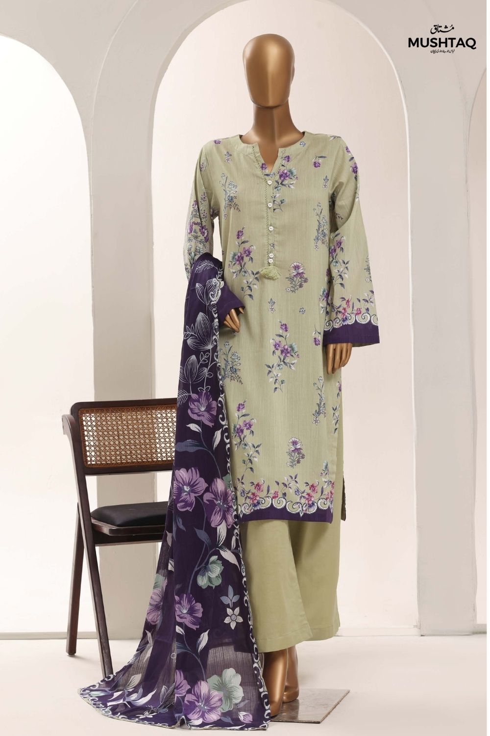 Mushtaq 3Pcs Unstitched Printed Lawn Sadabahar Collection Desgin - 7