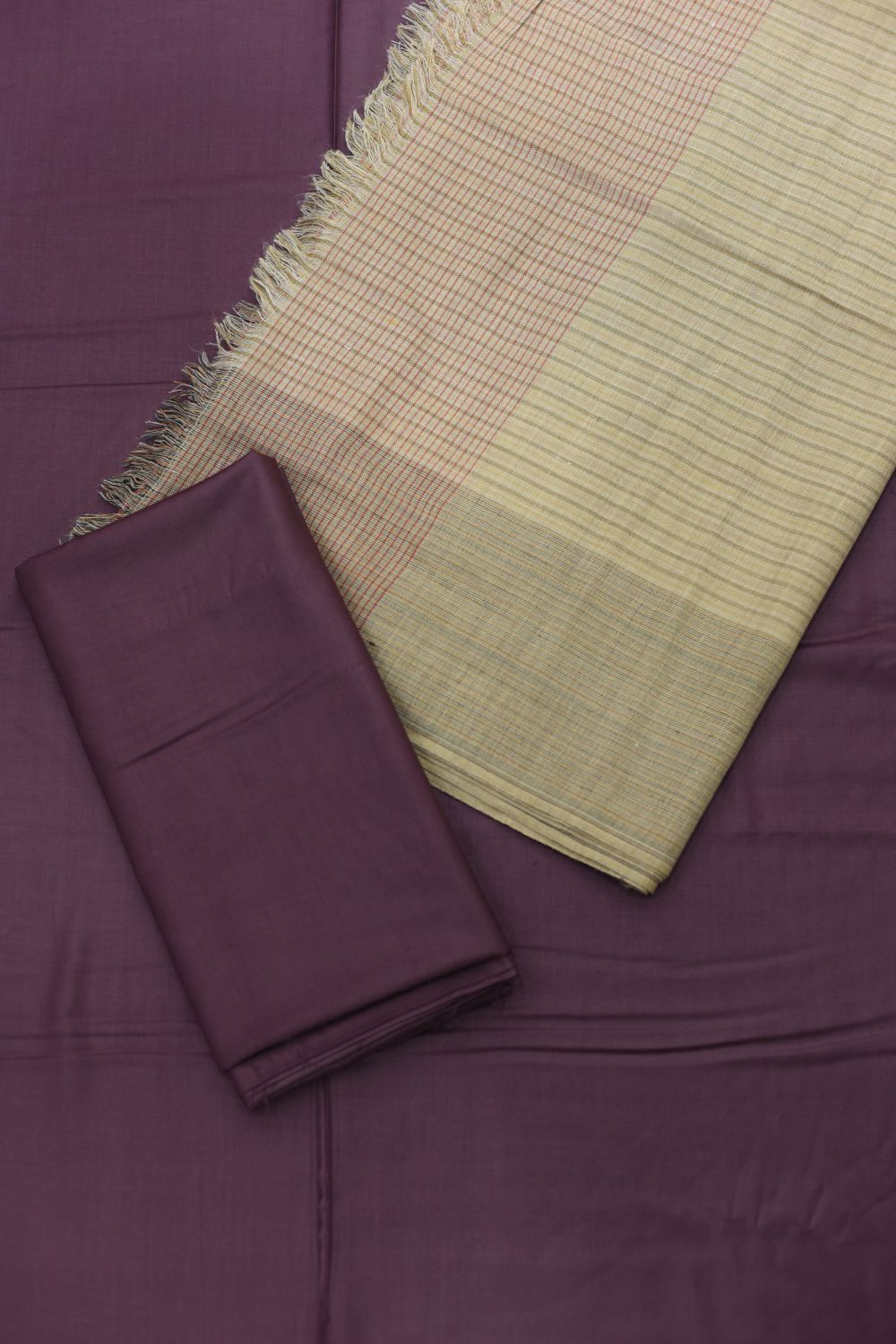 3Pcs Plain Suits with Shawl Design - 6