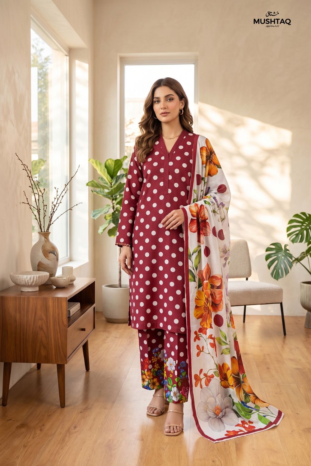 Mushtaq 3Pcs Unstitched Printed Lawn Suit Hamraah Collection Desgin - 7