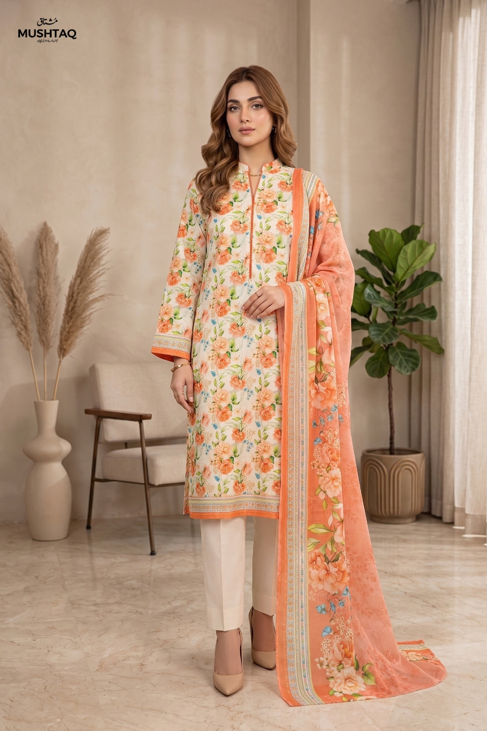 Mushtaq 3Pcs Unstitched Printed Khaddar Zariya Collection Desgin - 5