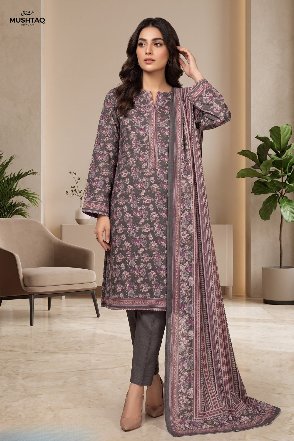 Mushtaq 3Pcs Unstitched Printed Khaddar Desgin - 5