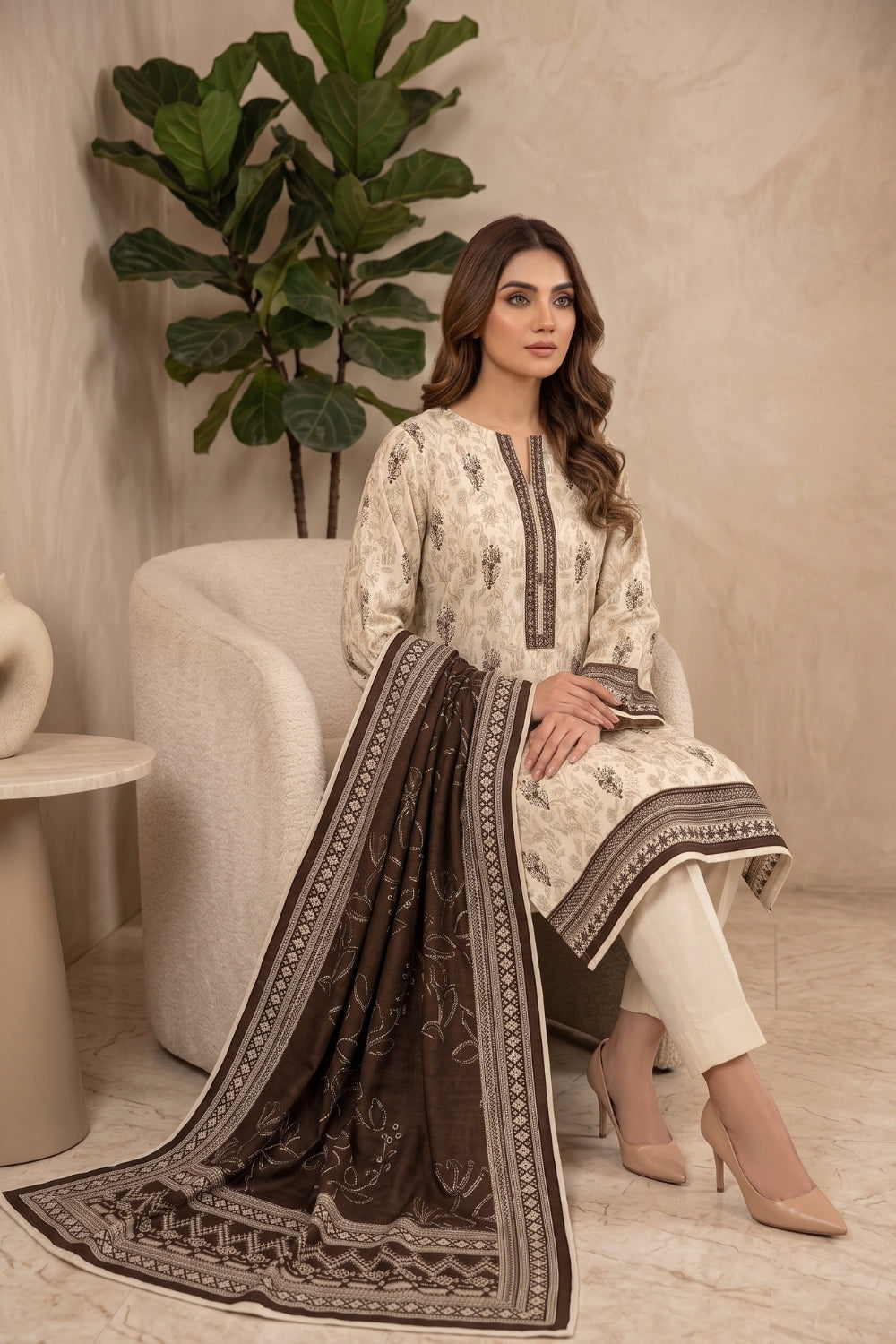 Mushtaq 3Pcs Unstitched Printed Khaddar Desgin - 11