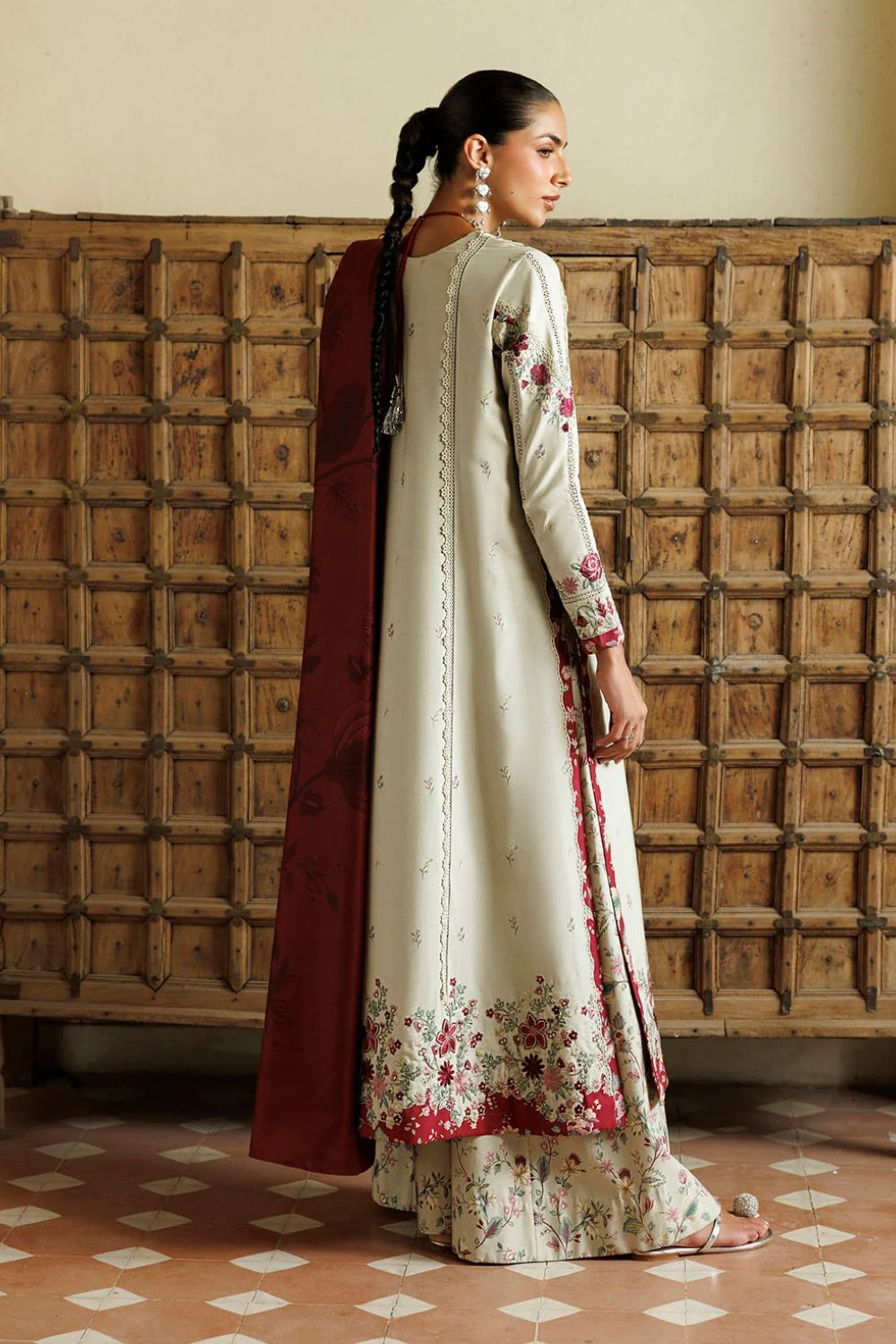 Iznik 3Pc Unstitched Embroidered Printed Viscose Linen Suit IPF-28