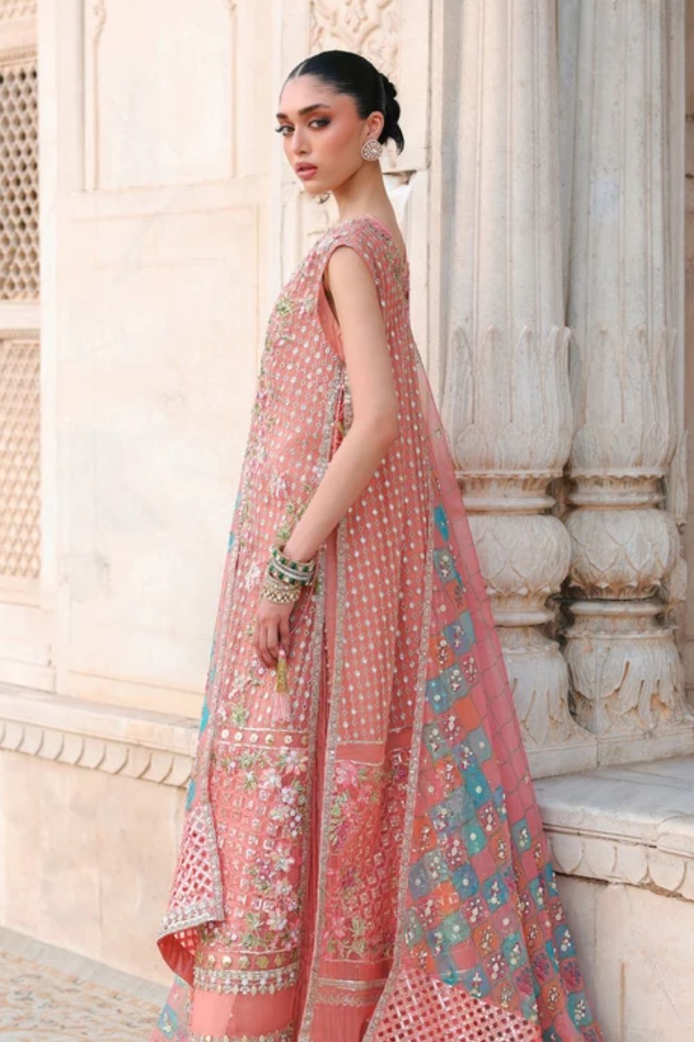 Saira Shakira Unstitched Wedding Collection DAPHNE - Coral Pink