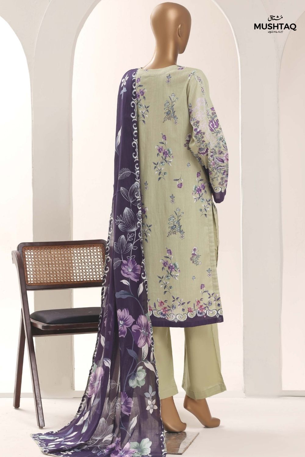 Mushtaq 3Pcs Unstitched Printed Lawn Sadabahar Collection Desgin - 7