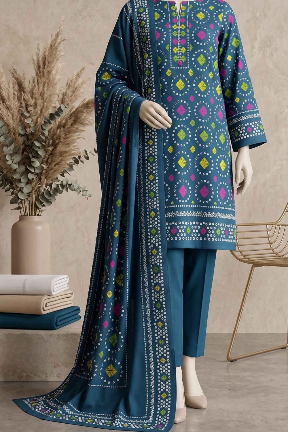 Mushtaq Rawaa Collection 3Pcs Unstitched Printed Lawn Desgin - 7