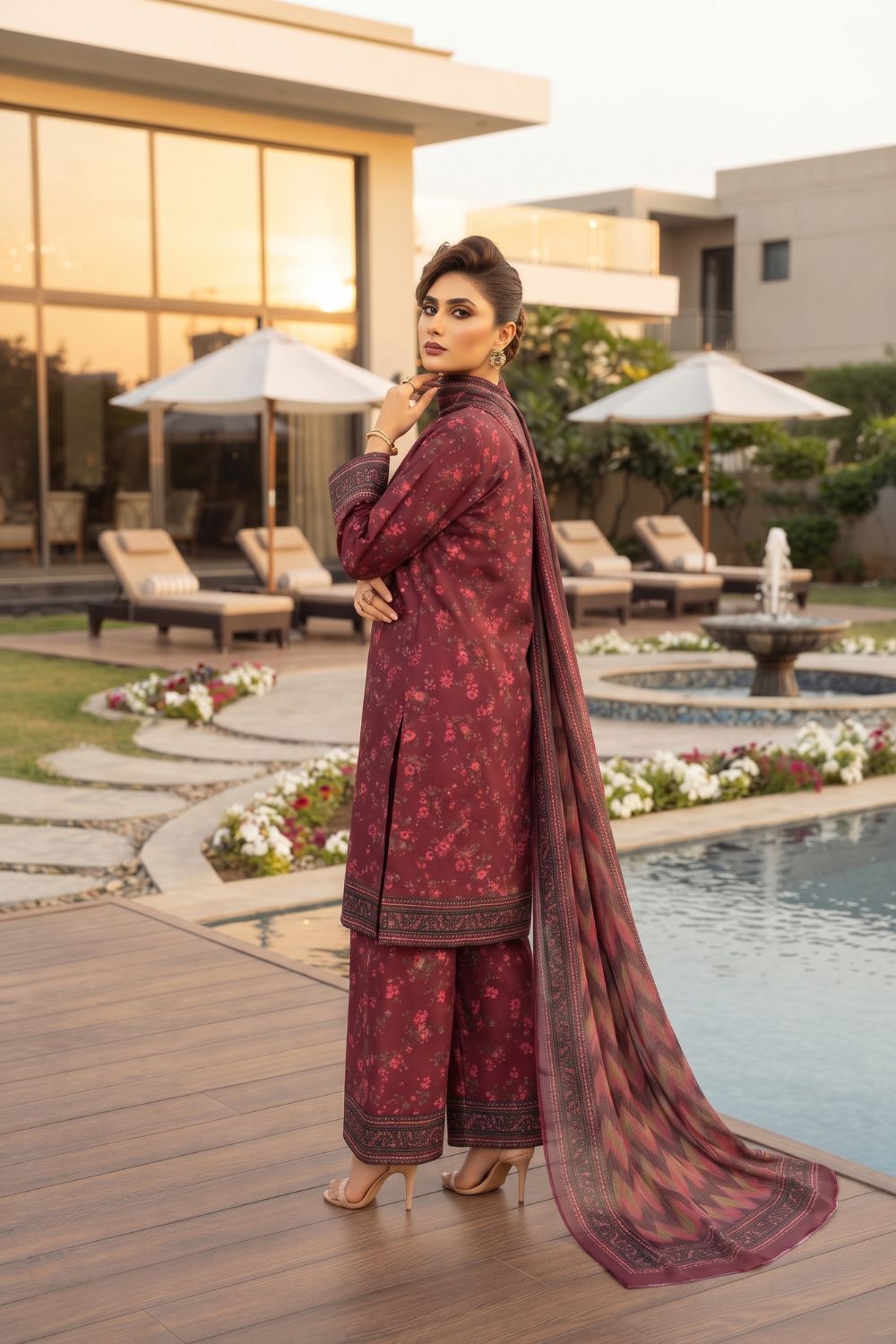 Mushtaq 3Pcs Unstitched Printed Lawn Naari Collection Desgin - 5