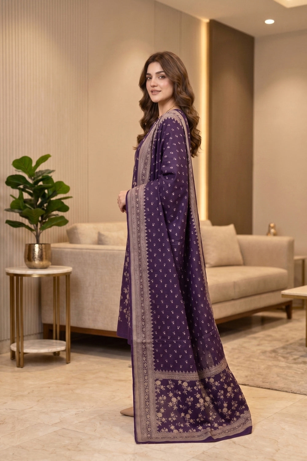 Mushtaq 3Pcs Unstitched Printed Linen Collection Desgin - 5