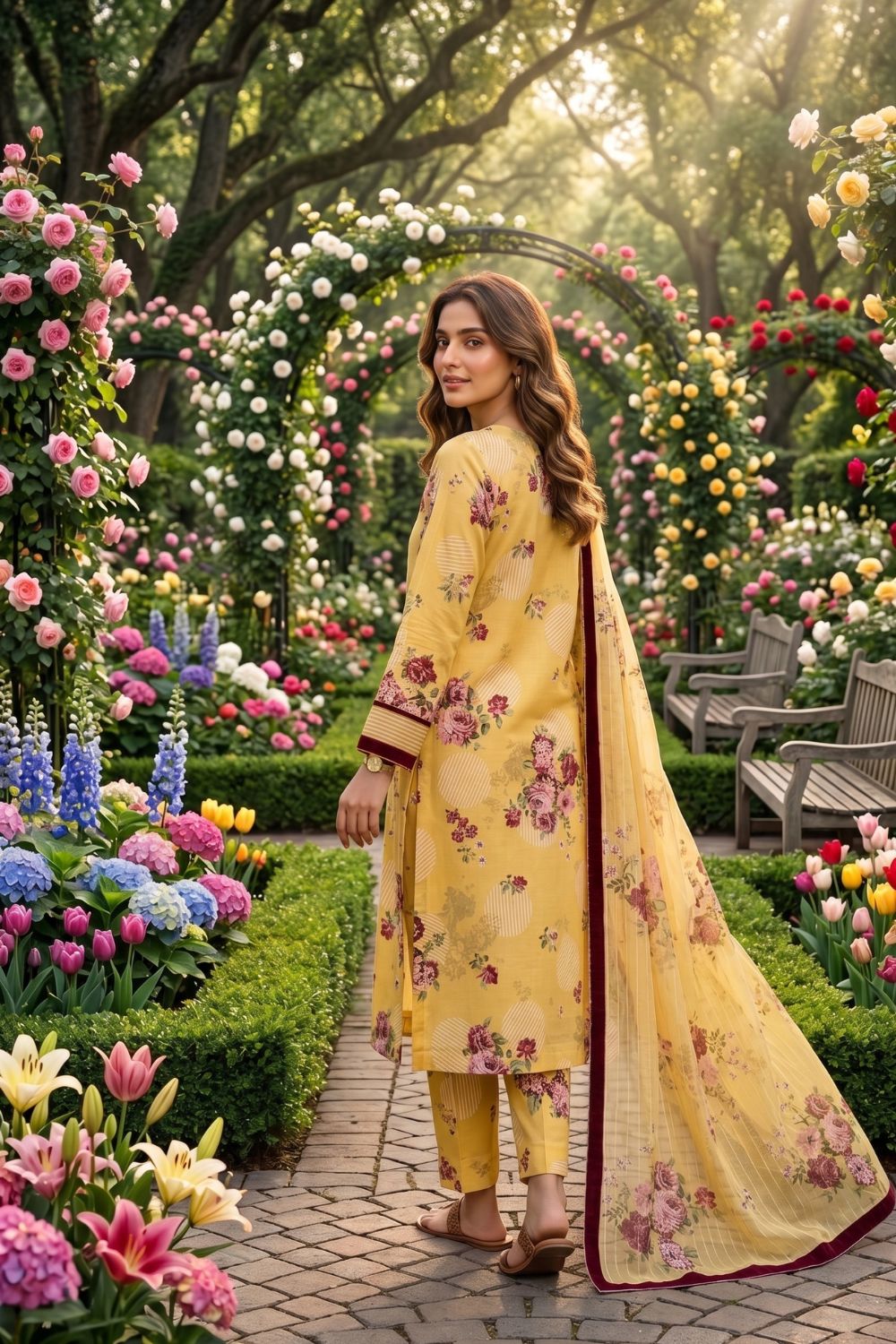 Mushtaq 3Pcs Unstitched Printed Lawn Ansaa Collection Desgin - 5