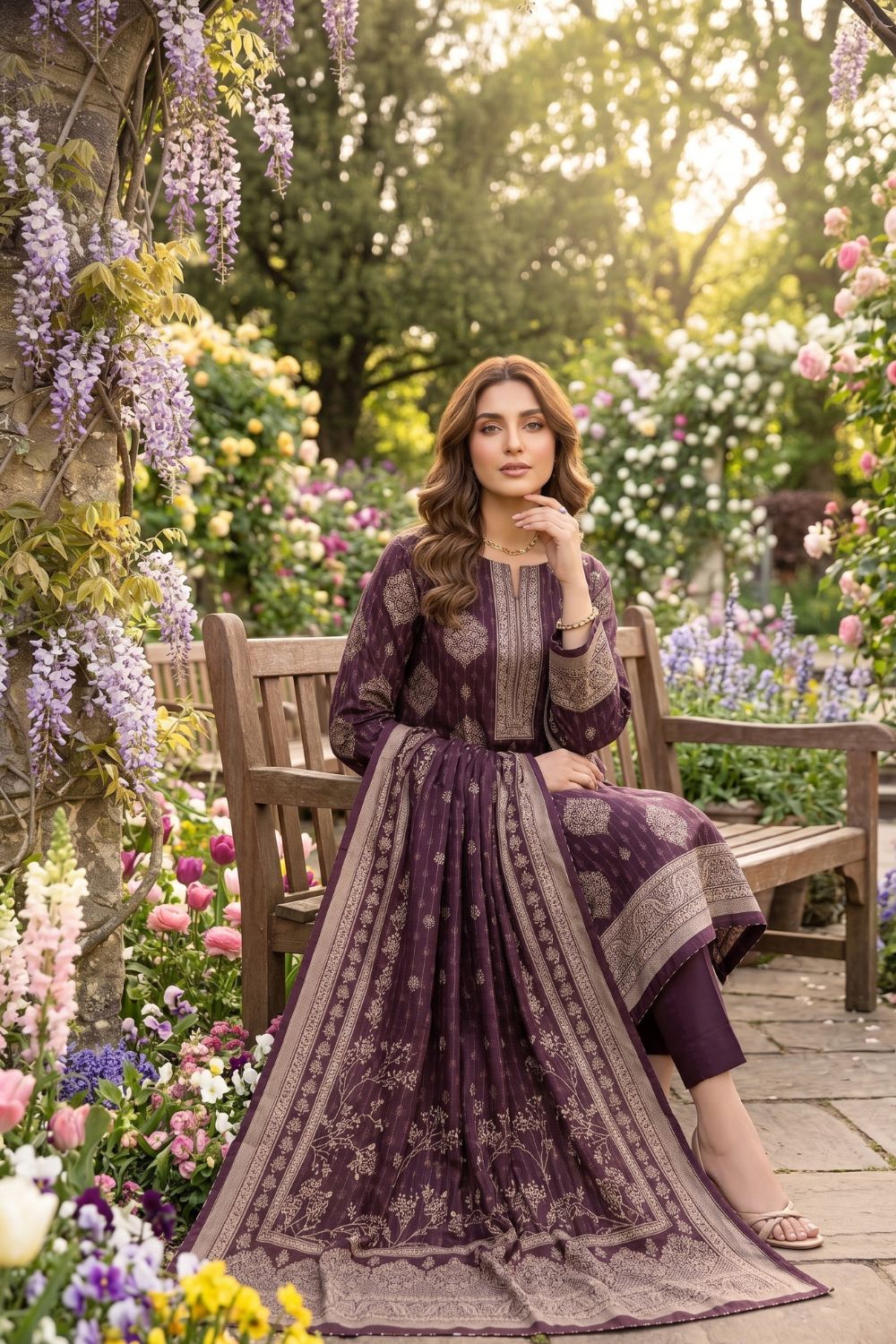 Mushtaq 3Pcs Unstitched Printed Lawn Suit Emaan Collection Desgin - 5