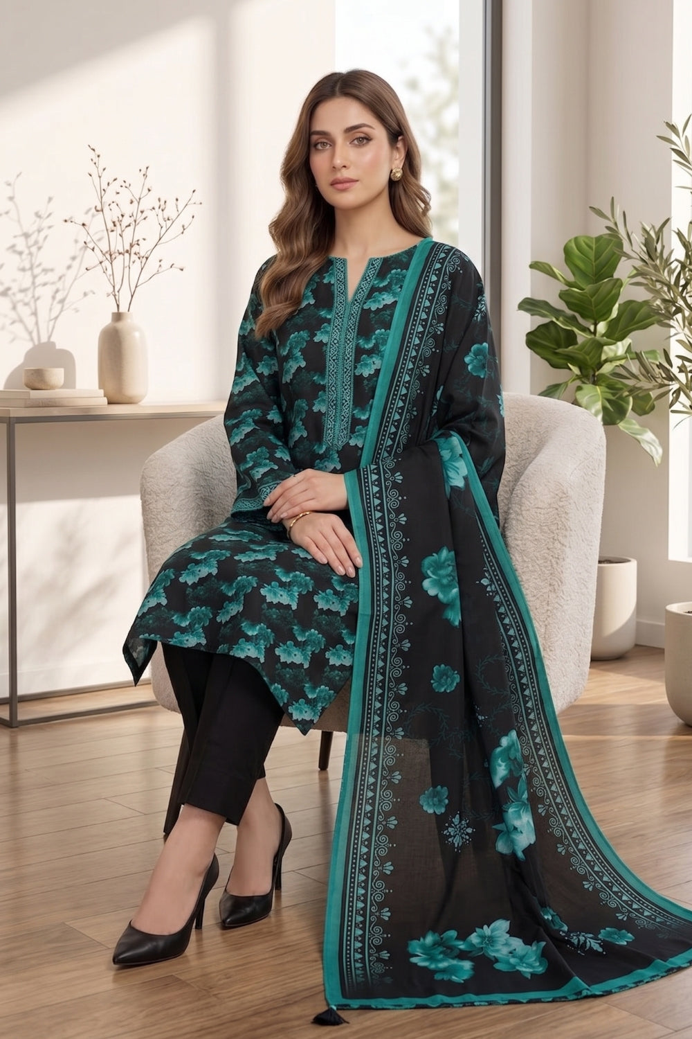 Mushtaq 3Pcs Unstitched Printed Lawn Suit Rooh Posh Collection Desgin - 5