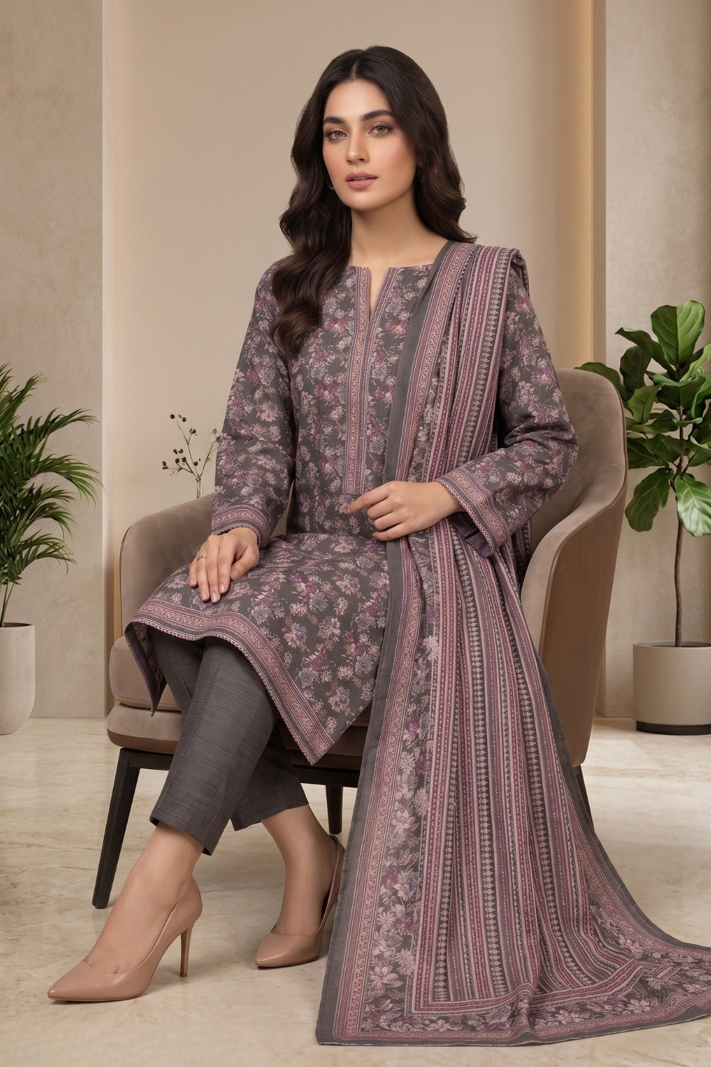 Mushtaq 3Pcs Unstitched Printed Khaddar Desgin - 5