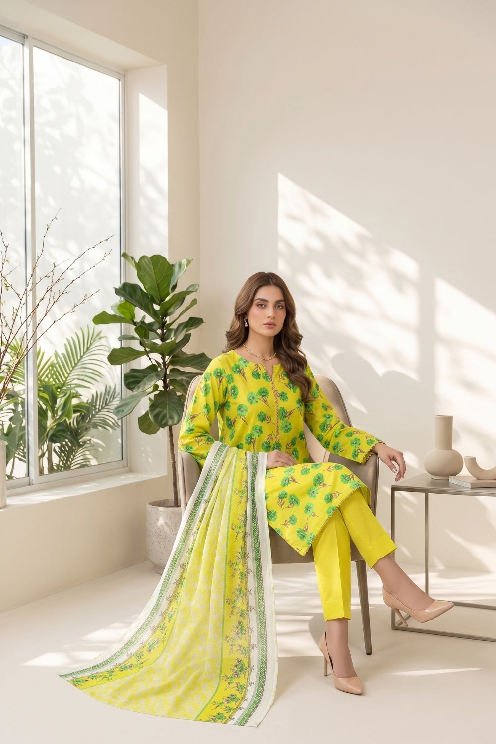 Mushtaq 3Pcs Unstitched Printed Lawn Suit Noor-e-Ain Collection Desgin - 5