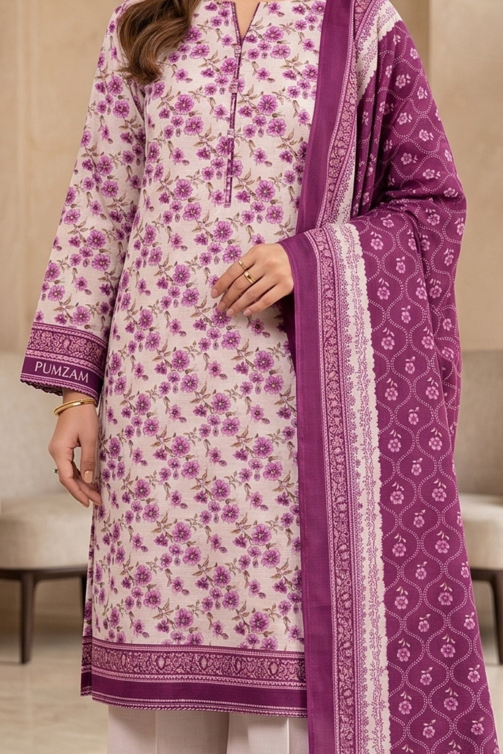 Mushtaq 3Pcs Unstitched Printed Khaddar Zarposh Collection Desgin - 5