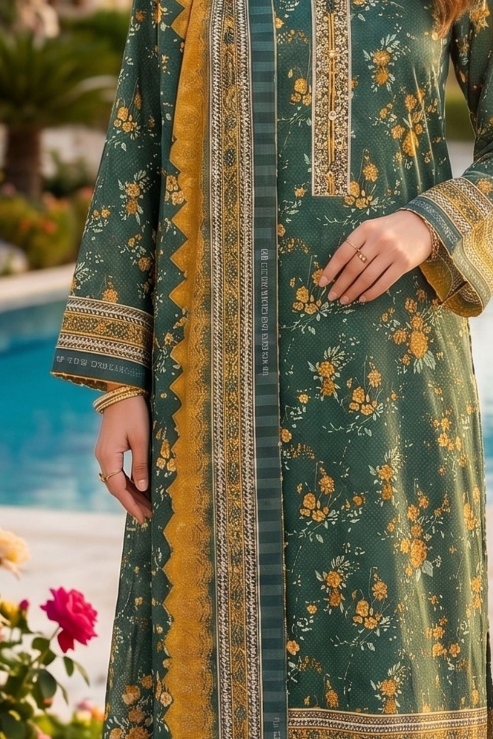 Mushtaq 3Pcs Unstitched Printed Lawn Alizy Collection Desgin - 5