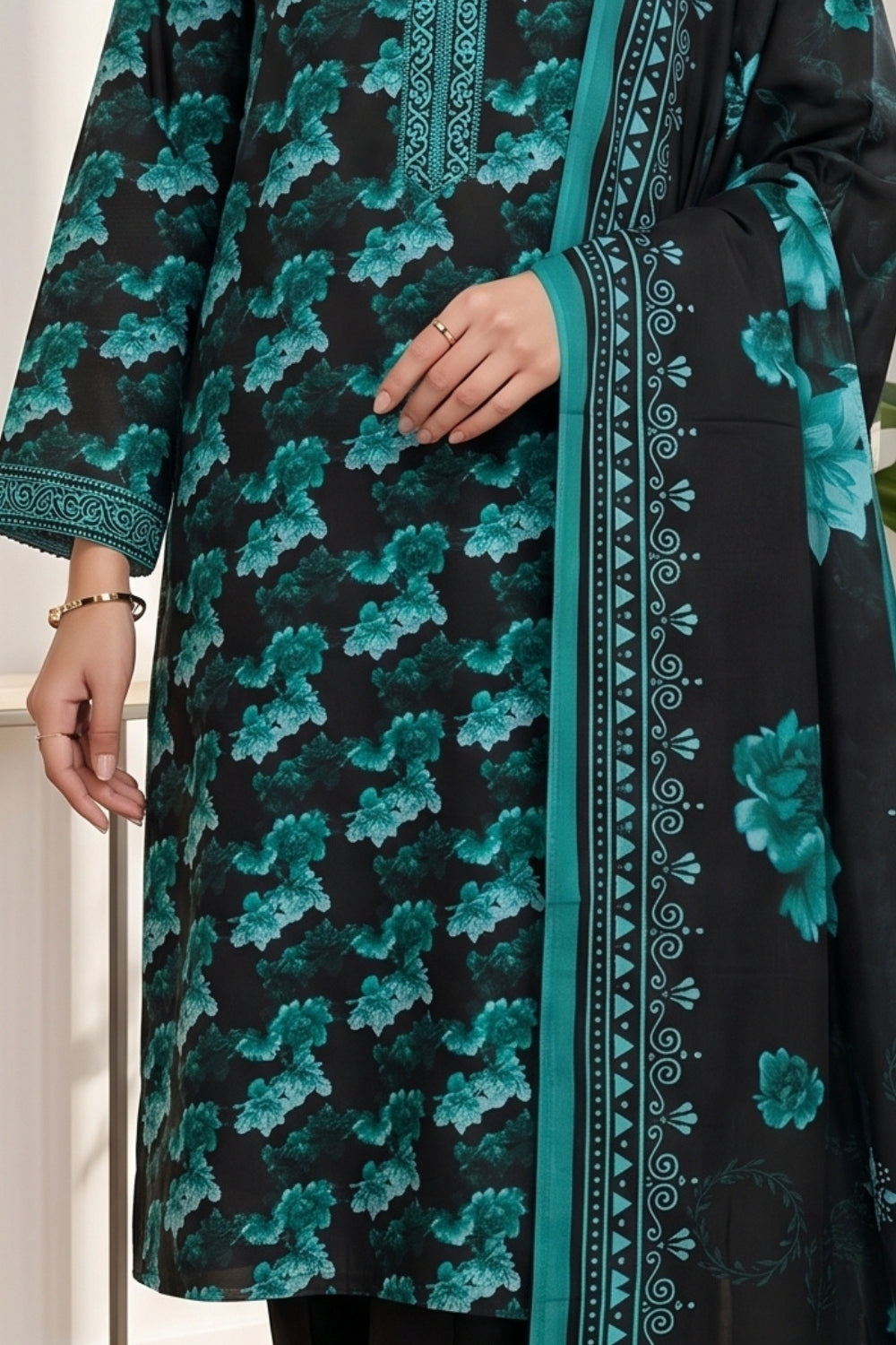 Mushtaq 3Pcs Unstitched Printed Lawn Suit Rooh Posh Collection Desgin - 5