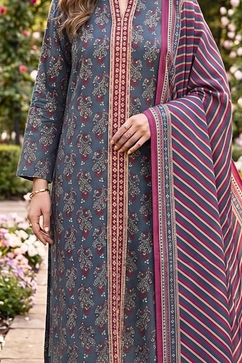 Mushtaq 3Pcs Unstitched Printed Lawn Suit Aiman Collection Desgin - 5