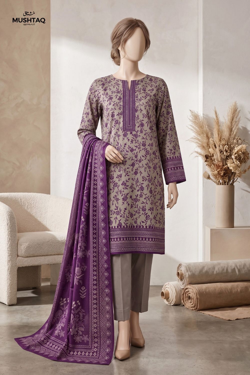 Mushtaq Rawaa Collection 3Pcs Unstitched Printed Lawn Desgin - 8