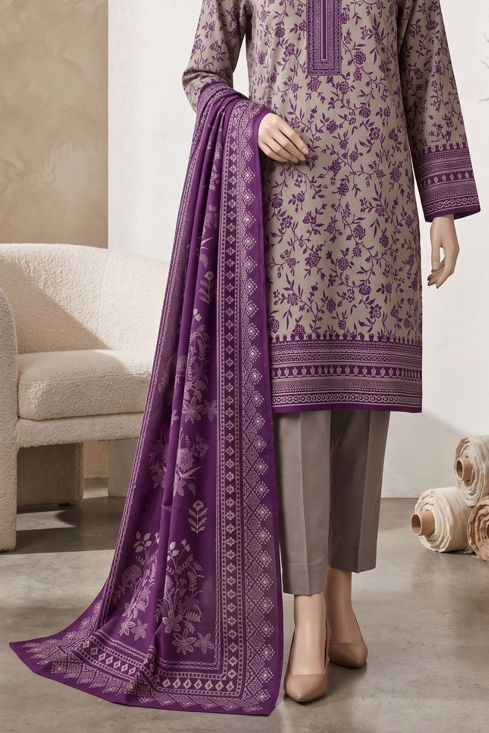 Mushtaq Rawaa Collection 3Pcs Unstitched Printed Lawn Desgin - 8