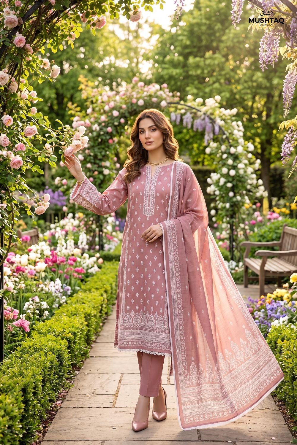 Mushtaq 3Pcs Unstitched Printed Lawn Suit Aiman Collection Desgin - 6