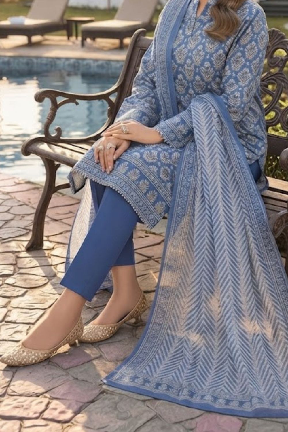 Mushtaq 3Pcs Unstitched Printed Lawn Aizal Collection Desgin - 4