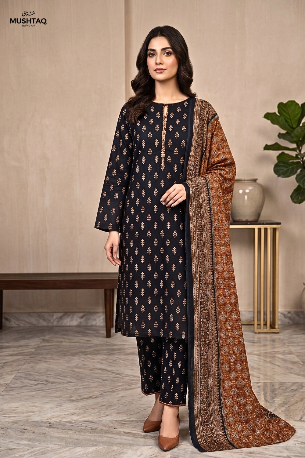 Mushtaq 3Pcs Unstitched Printed Khaddar Desgin - 6