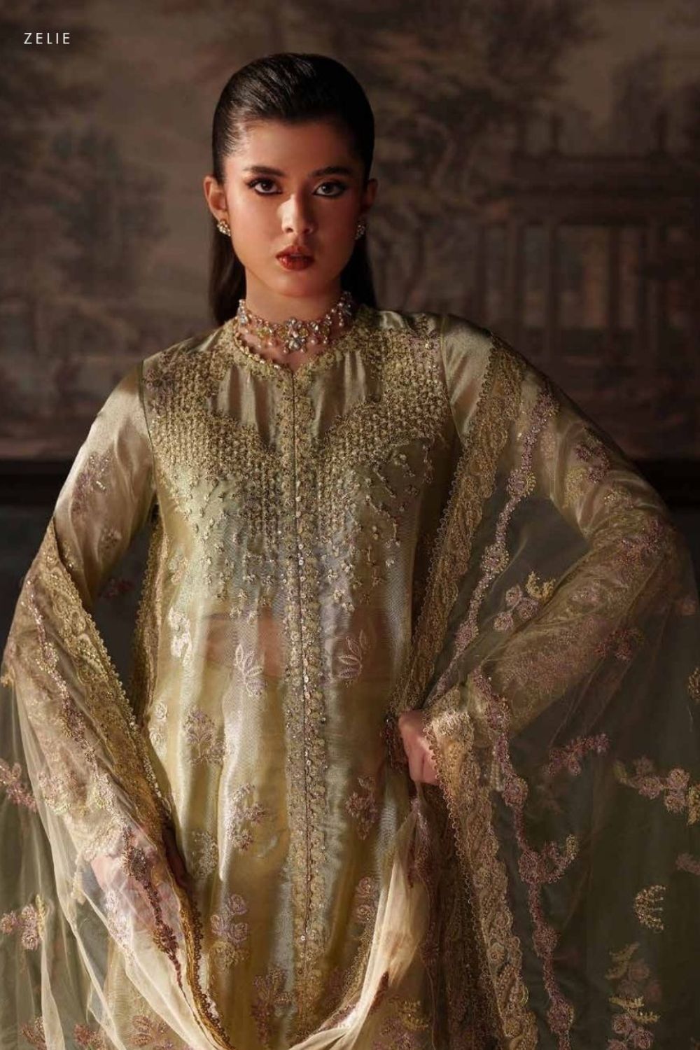 Emaan Adeel Verve Silk Edit'26  3 Piece Unstitched Embroidered Suit ZELIE