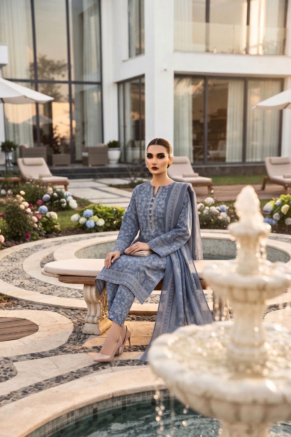 Mushtaq 3Pcs Unstitched Printed Lawn Naari Collection Desgin - 6